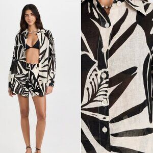 Vitamin A Playa Linen Boyfriend Shirt - Graphic Jungle - M 8 10